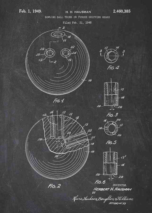 Patent Blueprint bowling ball A4 Photo Print