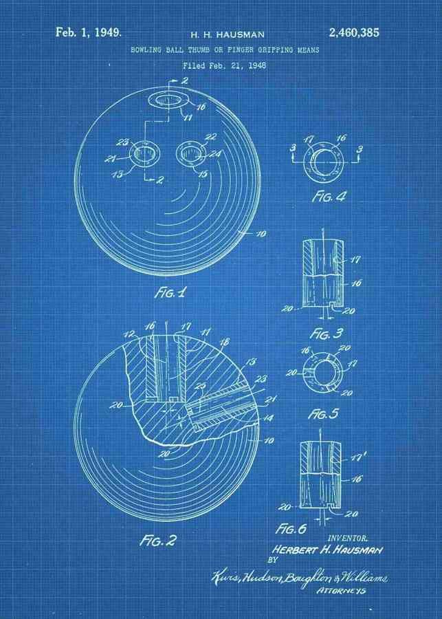 Patent Blueprint bowling ball 3 A4 Photo Print