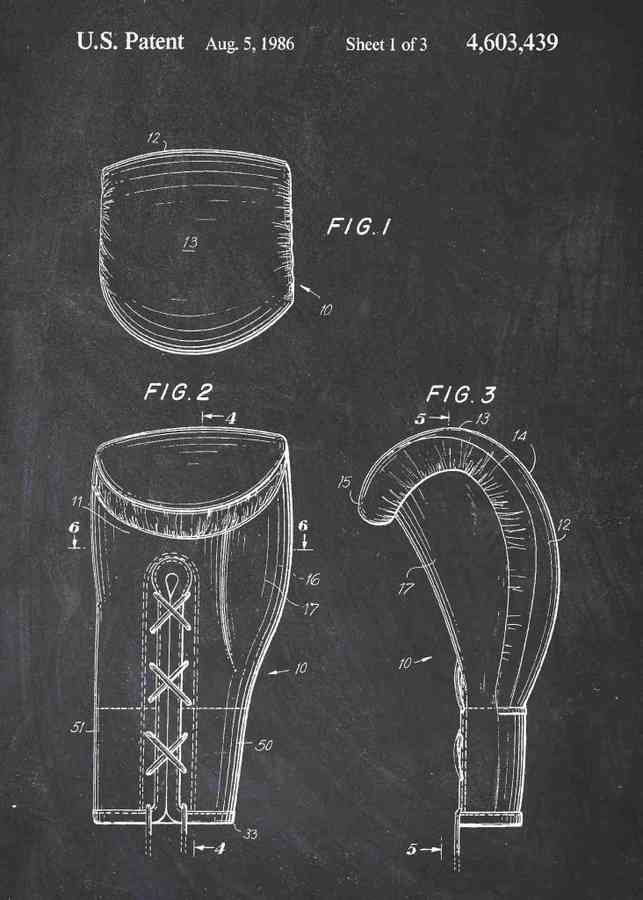 Patent Blueprint boxing gloves A4 Photo Print