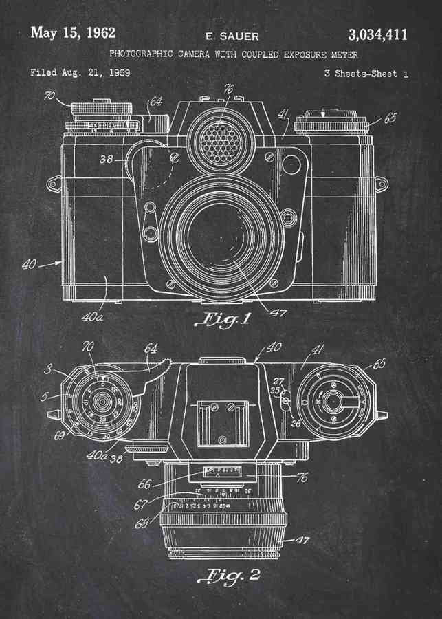 Patent Blueprint camera A4 Photo Print