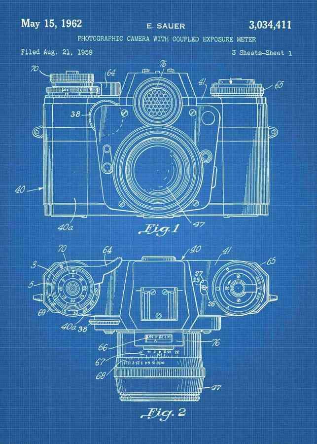 Patent Blueprint camera 3 A4 Photo Print