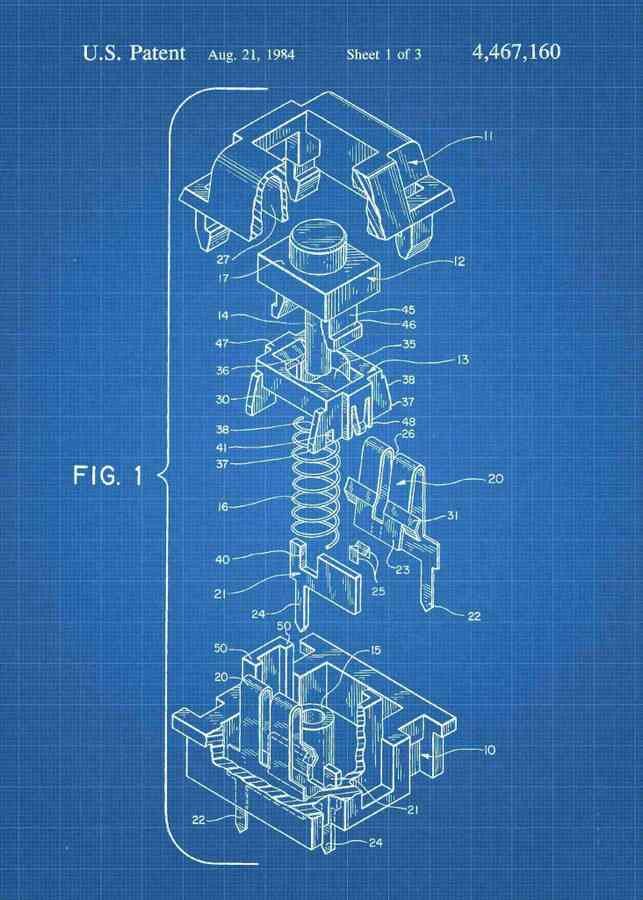 Patent Blueprint cherry mx keyboard 3 A4 Photo Print