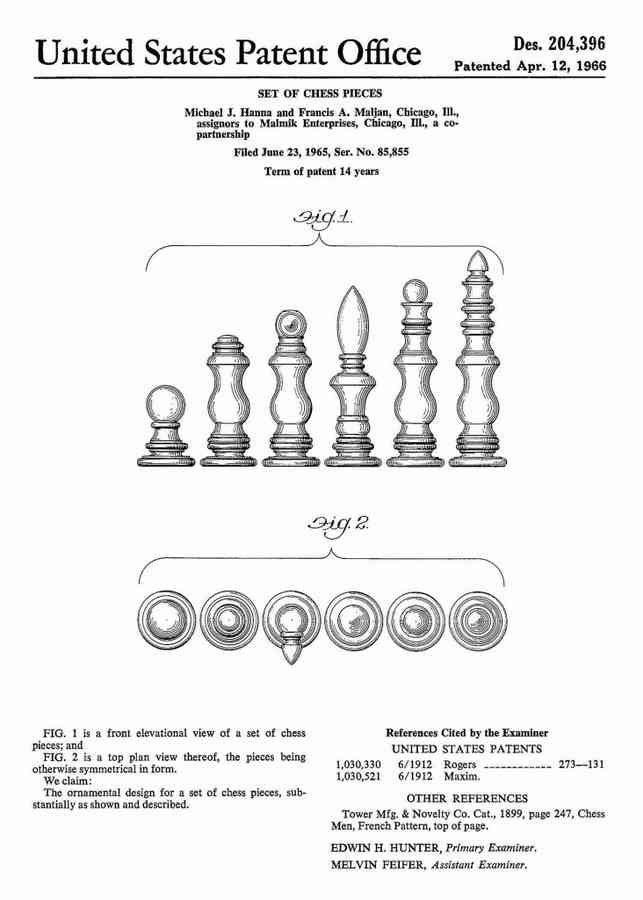 Patent Blueprint chess pieces 4 A4 Photo Print
