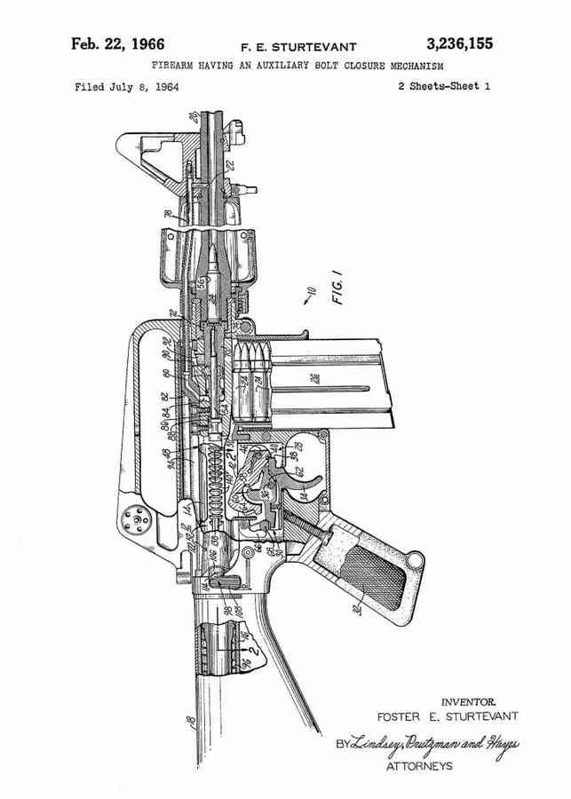 Patent Blueprint colt ar 15 semi automatic rifle 4 A4 Photo Print