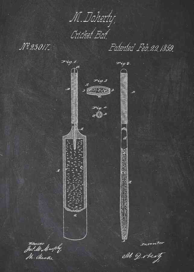 Patent Blueprint cricket bat A4 Photo Print