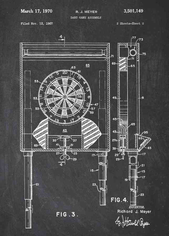 Patent Blueprint darts dartboard A4 Photo Print