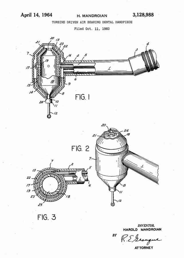Patent Blueprint dentist drill 4 A4 Photo Print