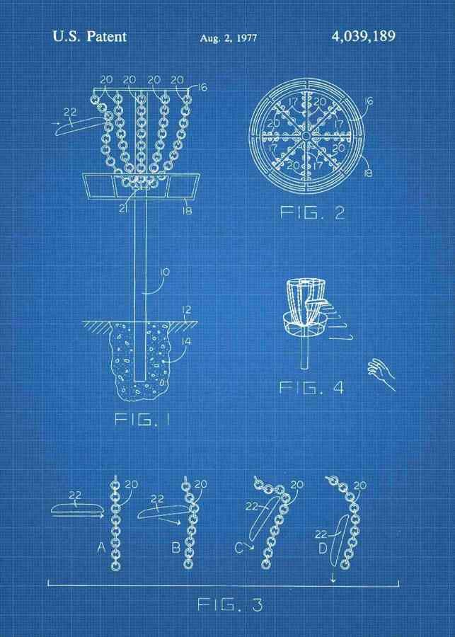 Patent Blueprint disk golf 3 A4 Photo Print