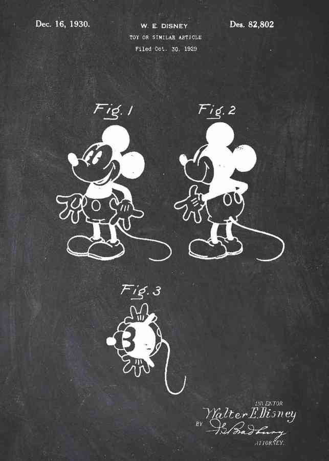 Patent Blueprint disneys mickey mouse A4 Photo Print