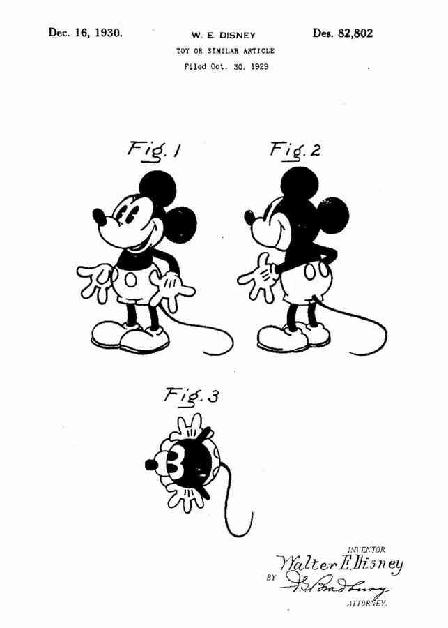 Patent Blueprint disneys mickey mouse 4 A4 Photo Print