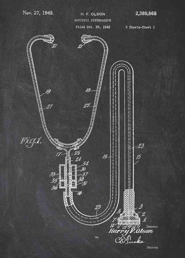 Patent Blueprint doctors stethoscope A4 Photo Print