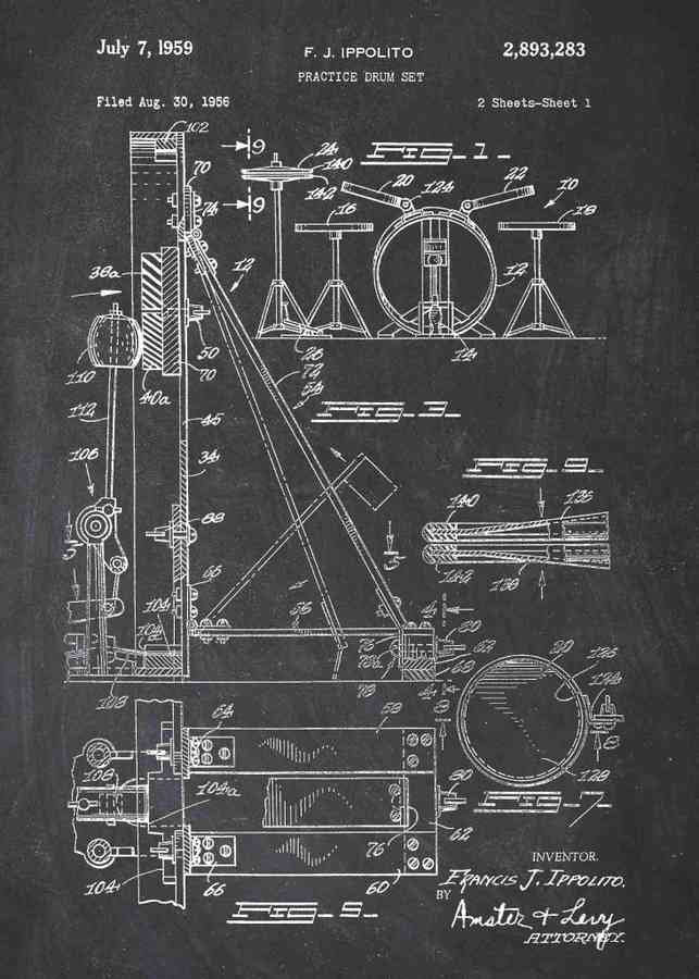 Patent Blueprint drum set A4 Photo Print