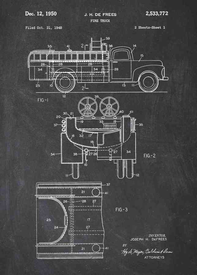Patent Blueprint firefighter truck A4 Photo Print