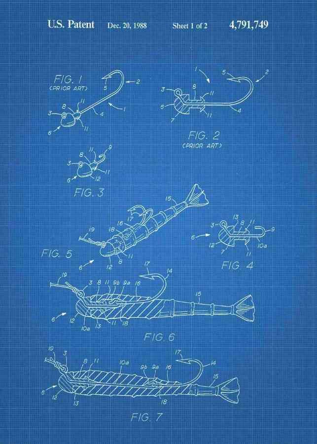 Patent Blueprint fishing lure 3 A4 Photo Print