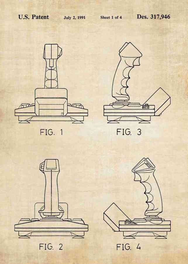 Patent Blueprint flight sim gaming joystick A4 Photo Print
