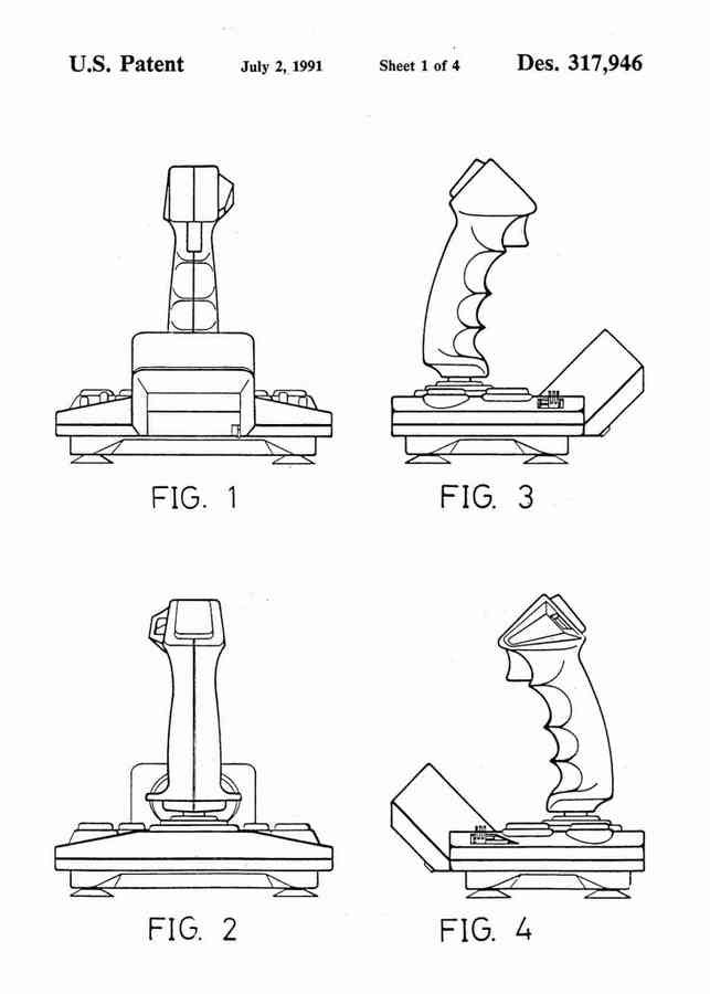 Patent Blueprint flight sim gaming joystick 4 A4 Photo Print