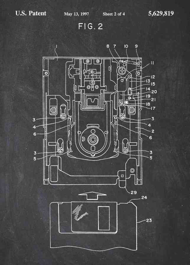 Patent Blueprint floppy disk A4 Photo Print