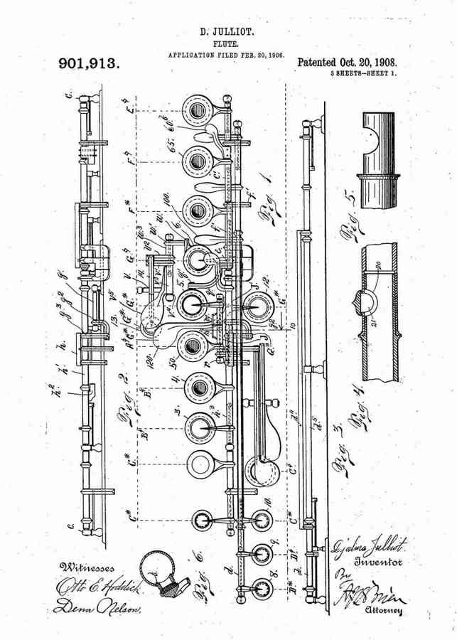 Patent Blueprint flute 4 A4 Photo Print