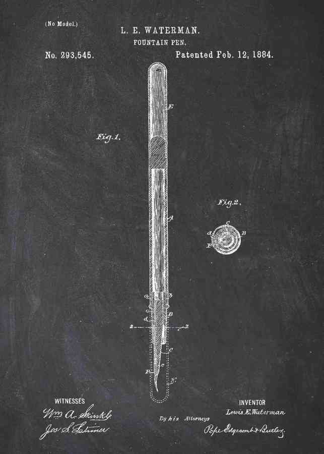 Patent Blueprint fountain pen A4 Photo Print