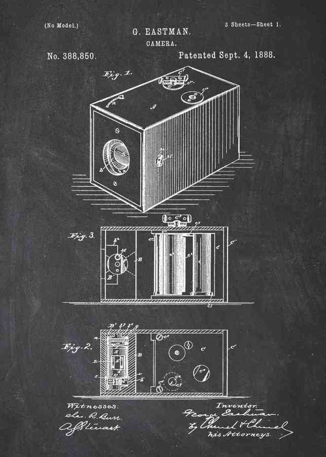 Patent Blueprint george eastman box camera A4 Photo Print