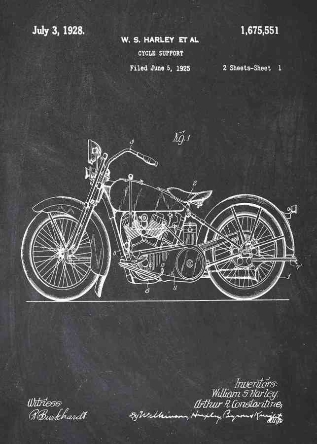 Patent Blueprint harley davidson motorcycle A4 Photo Print