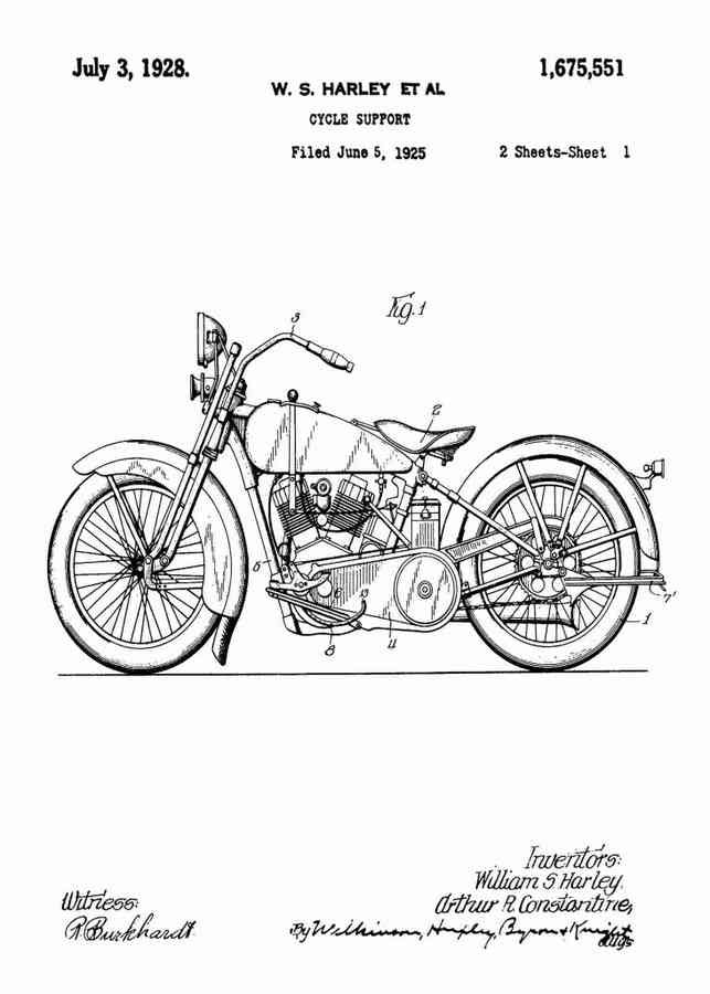 Patent Blueprint harley davidson motorcycle 4 A4 Photo Print