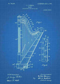 Patent Blueprint harp 3 A4 Photo Print