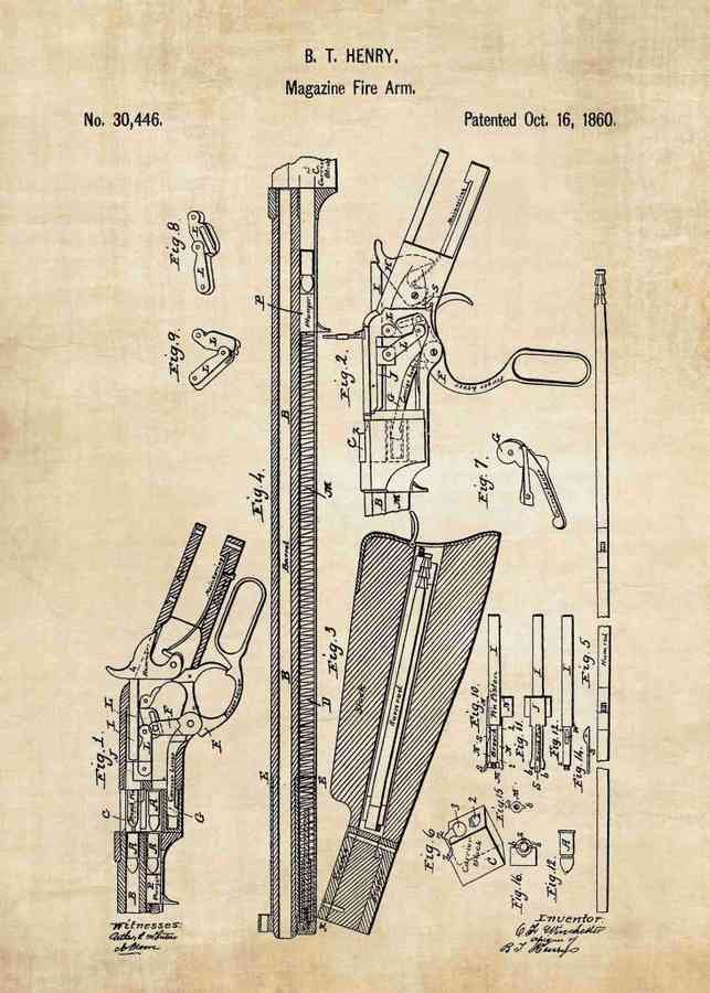 Patent Blueprint henry rifle A4 Photo Print