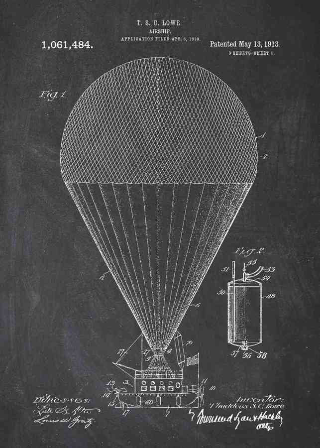 Patent Blueprint hot air balloon A4 Photo Print