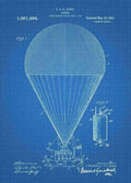 Patent Blueprint hot air balloon 3 A4 Photo Print