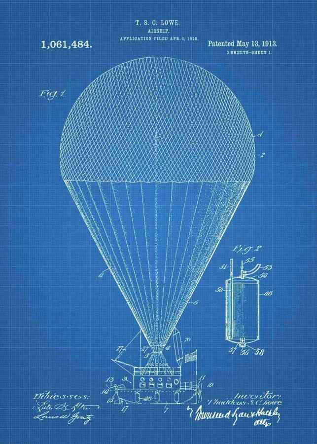 Patent Blueprint hot air balloon 3 A4 Photo Print