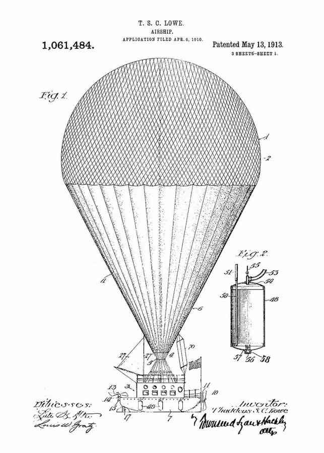 Patent Blueprint hot air balloon 4 A4 Photo Print
