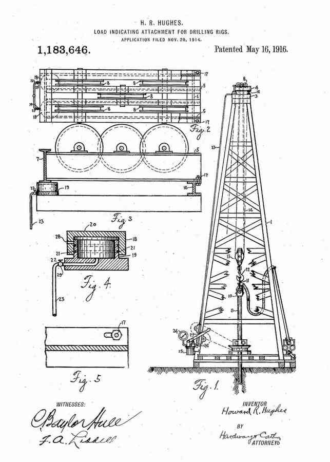 Patent Blueprint howard hughes oil drilling rig 4 A4 Photo Print
