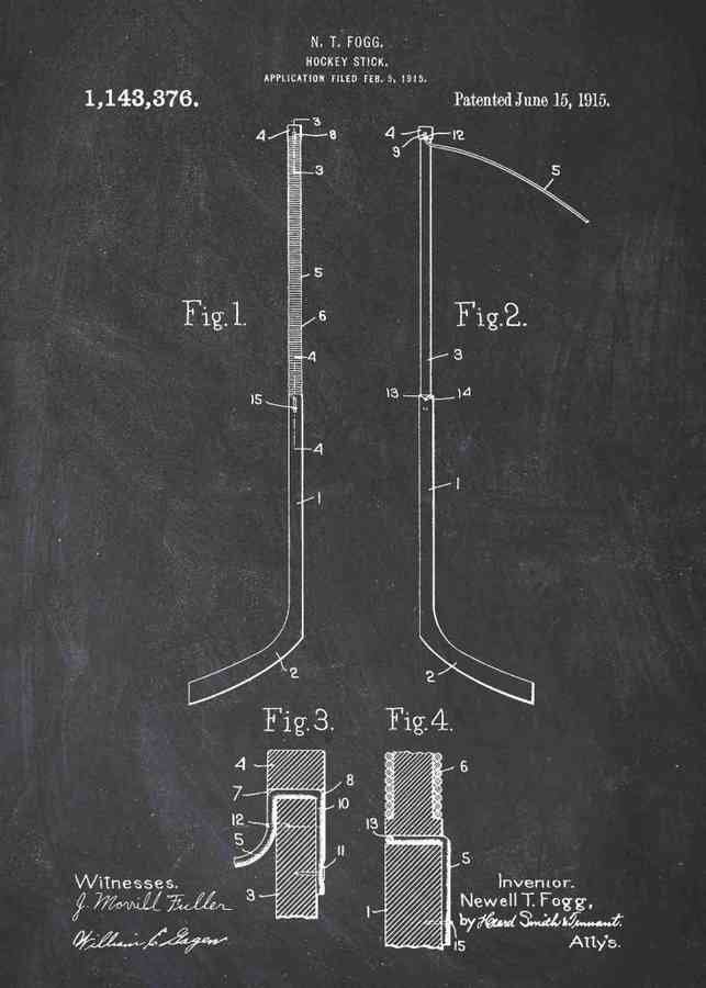 Patent Blueprint ice hockey stick A4 Photo Print