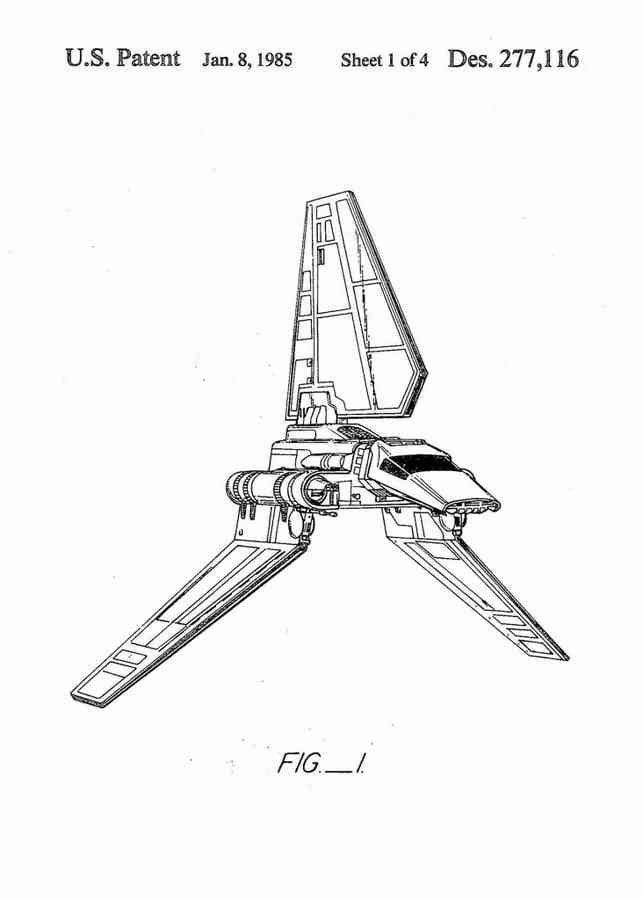 Patent Blueprint imperial shuttle 4 A4 Photo Print