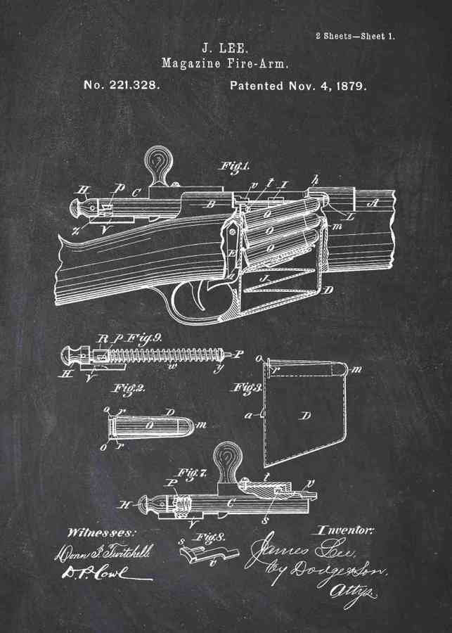 Patent Blueprint james lee detachable magazine 3 A4 Photo Print