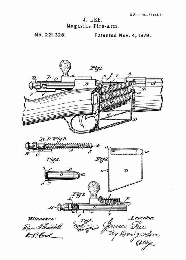 Patent Blueprint james lee detachable magazine 4 A4 Photo Print