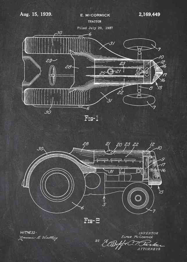 Patent Blueprint john deere tractor A4 Photo Print