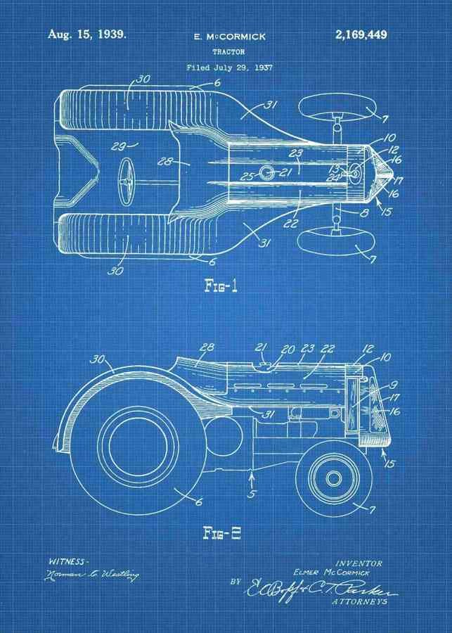 Patent Blueprint john deere tractor 3 A4 Photo Print