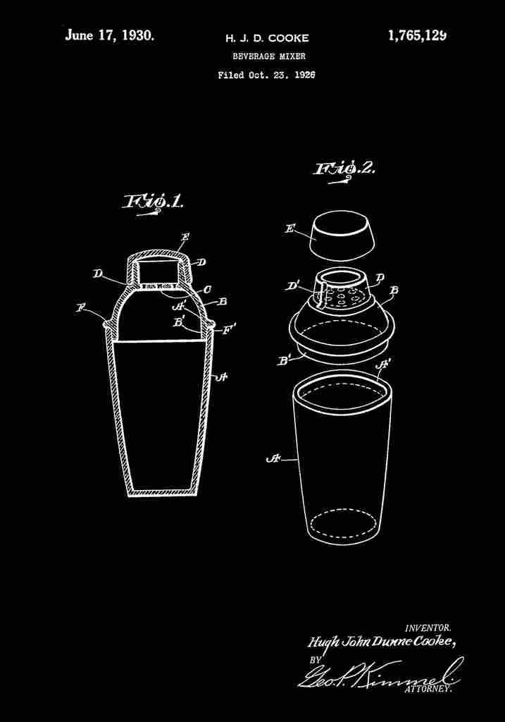 Patent Blueprint lShaker black A4 Photo Print