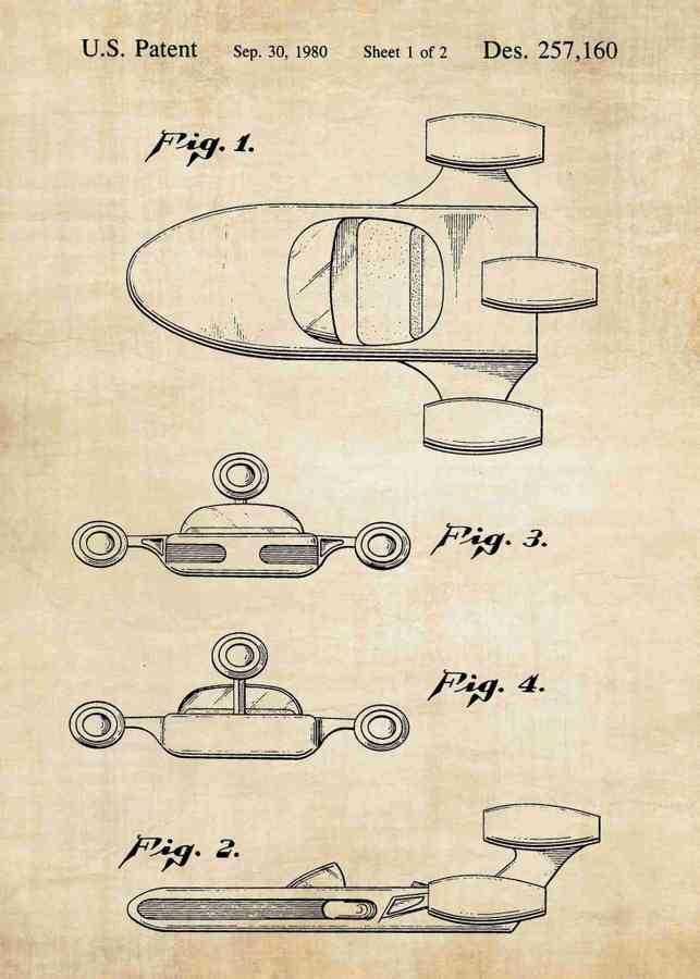 Patent Blueprint landspeeder A4 Photo Print
