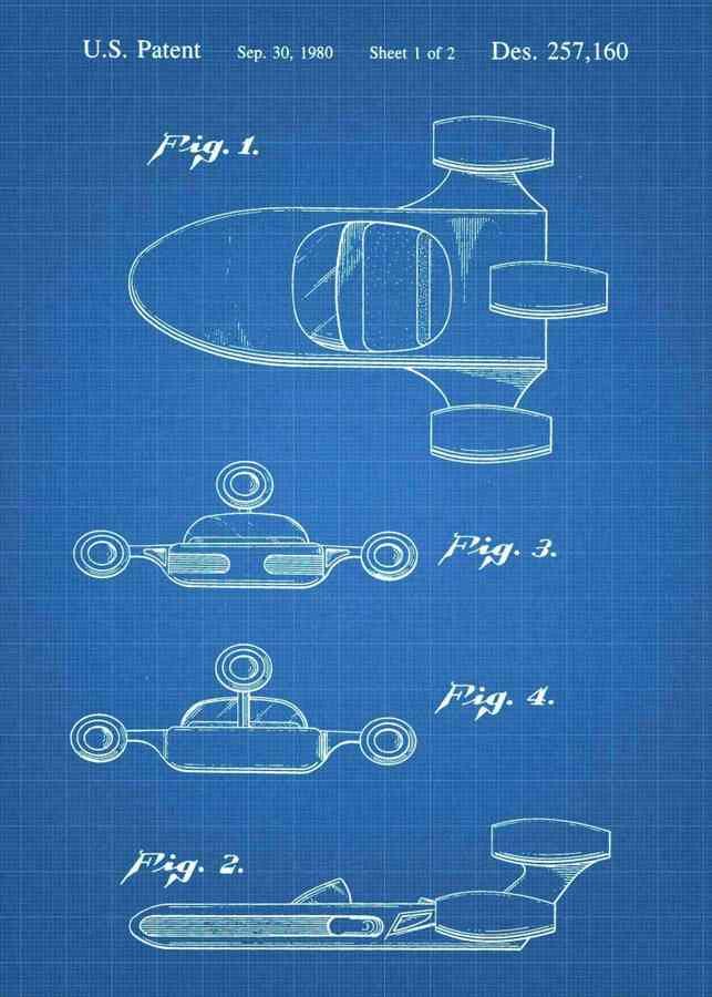 Patent Blueprint landspeeder 3 A4 Photo Print