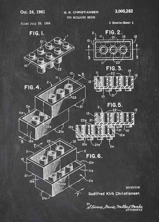 Patent Blueprint lego brick A4 Photo Print