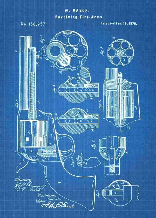 Patent Blueprint mason revolver A4 Photo Print