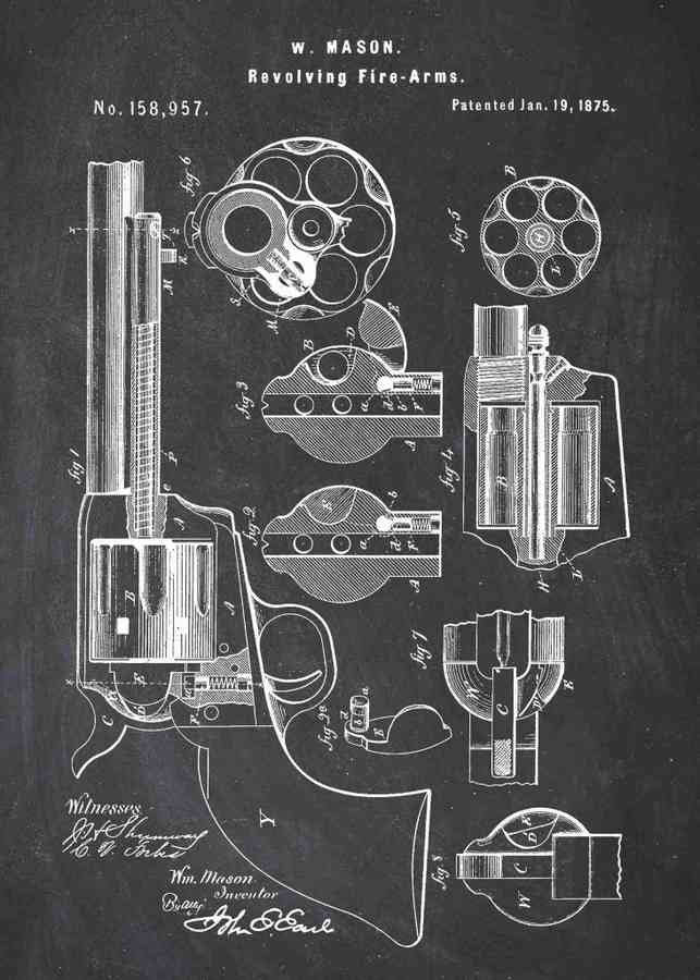 Patent Blueprint mason revolver 3 A4 Photo Print