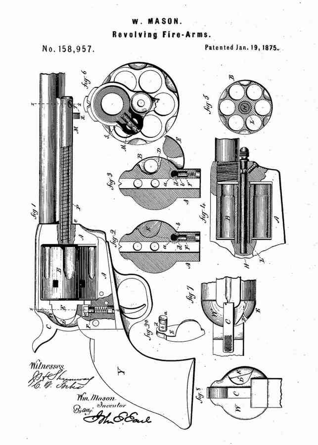 Patent Blueprint mason revolver 4 A4 Photo Print