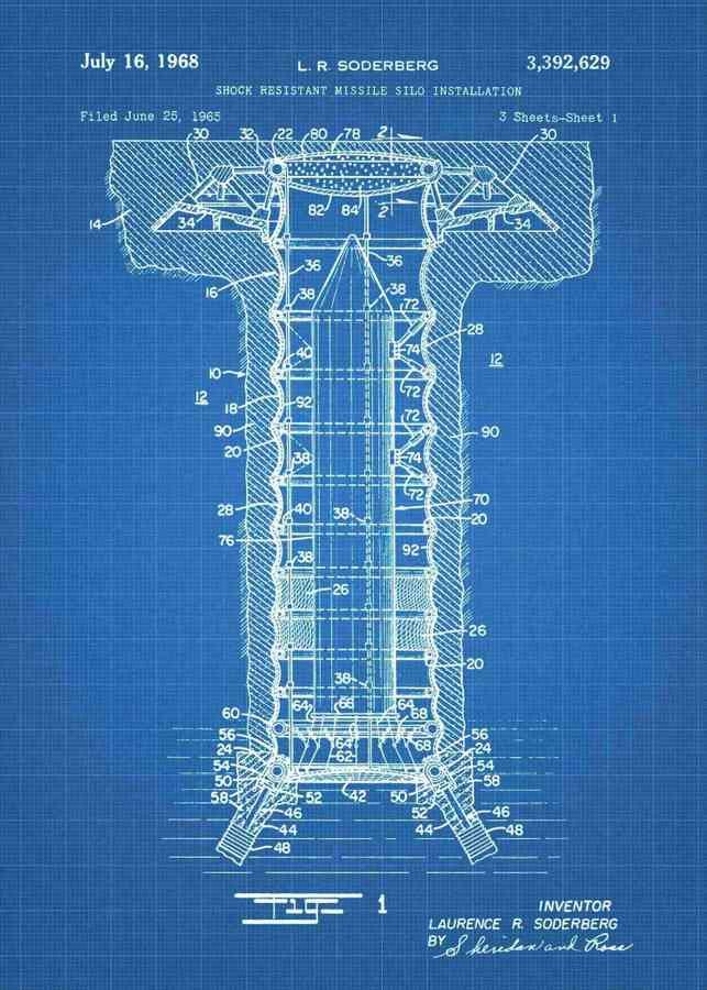 Patent Blueprint missile silo 3 A4 Photo Print
