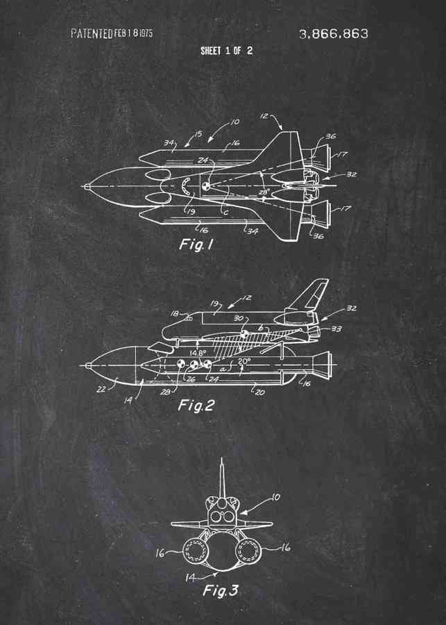 Patent Blueprint nasa space shuttle A4 Photo Print