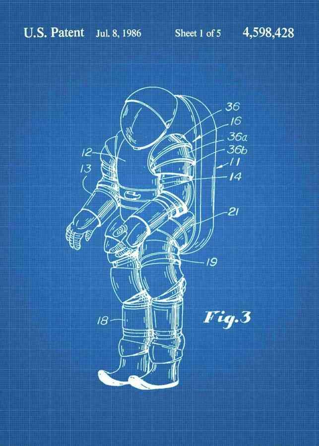 Patent Blueprint nasa space suit A4 Photo Print