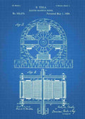 Patent Blueprint nikola tesla invention motor 3 A4 Photo Print